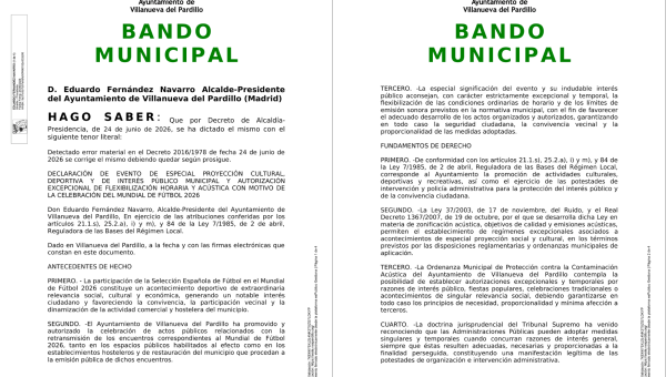 Bando municipal en Villanueva del Pardillo